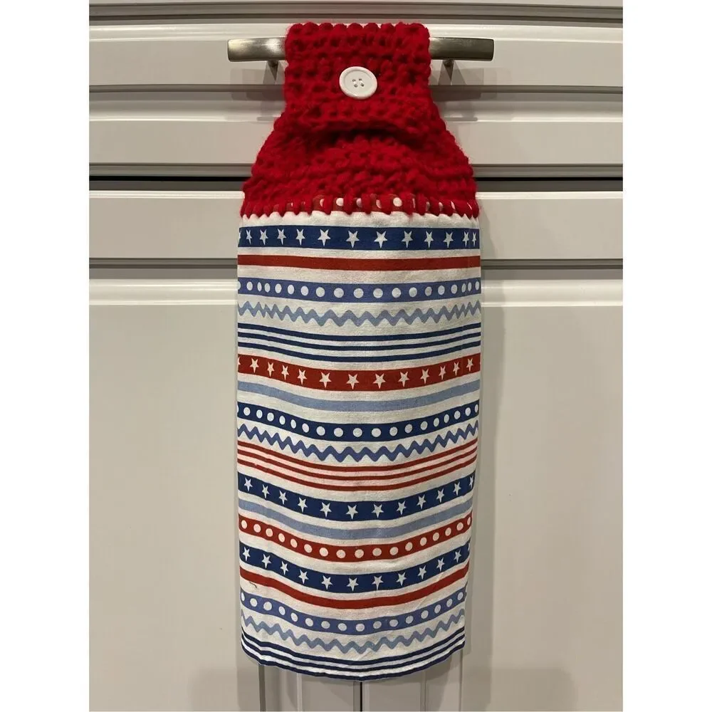 Crochet Top Kitchen Towel- Stars and Stripes